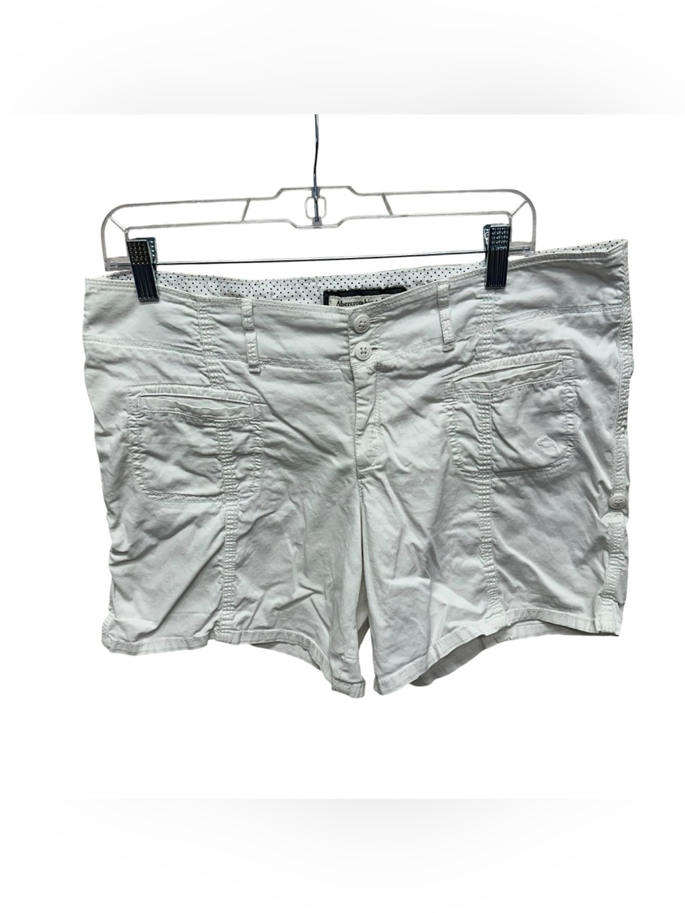Abercrombie & Fitch women’s white shorts cotton roll tab size 10 preppy Y2K